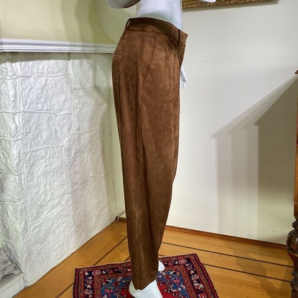 Calvin Klein Ultra Suede Pleated Front Crop Trousers - Picture 6 of 12